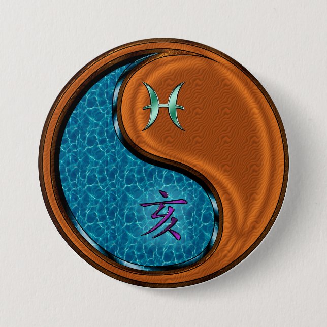 Pisces & Wood Boar Button (Front)