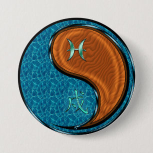 Pisces & Wood Dog Button