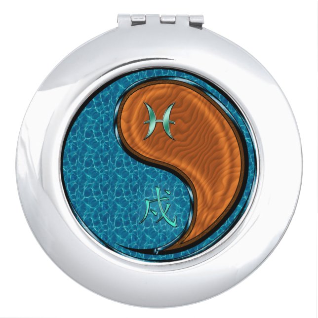 Pisces & Wood Dog Compact Mirror (Front)
