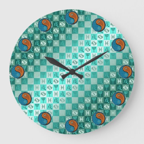 Pisces & Wood Dog Large Clock