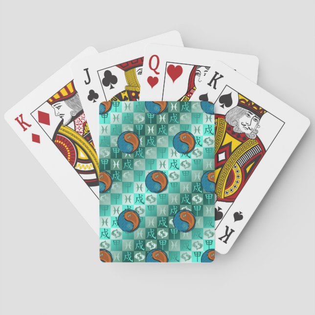 Pisces & Wood Dog Poker Cards (Back)