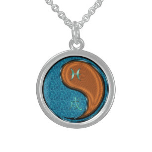 Pisces & Wood Dog Sterling Silver Necklace