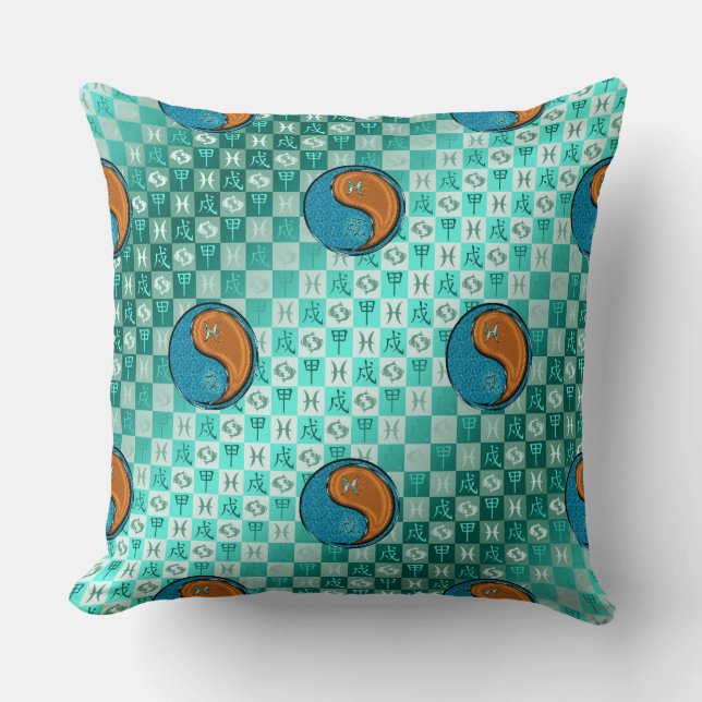 Pisces & Wood Dog Throw Pillow (Front)