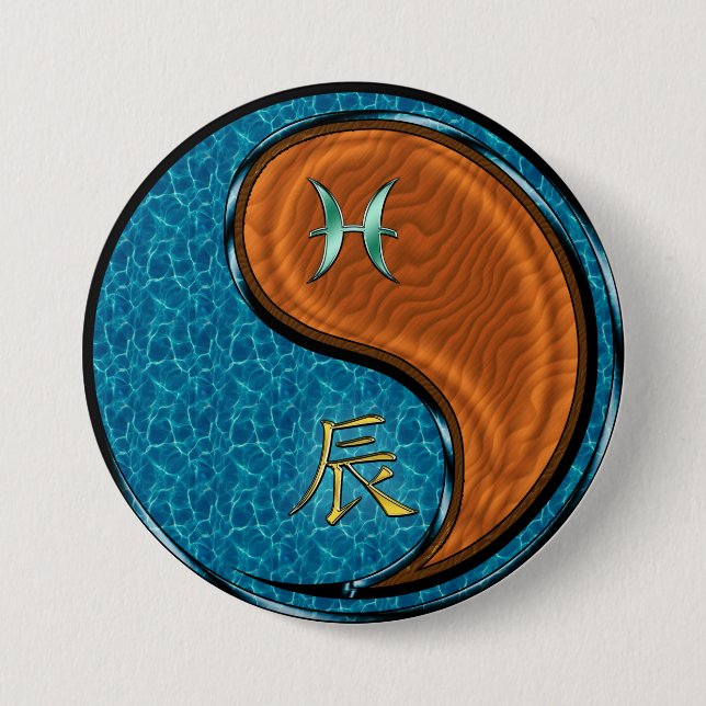 Pisces & Wood Dragon Button (Front)