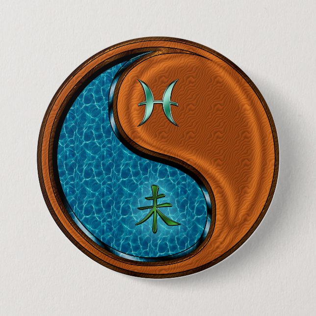 Pisces & Wood Goat Button (Front)
