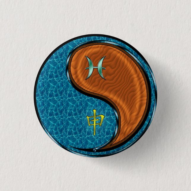 Pisces & Wood Monkey Button (Front)