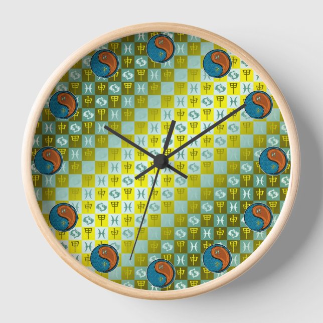 Pisces & Wood Monkey Clock (Front)