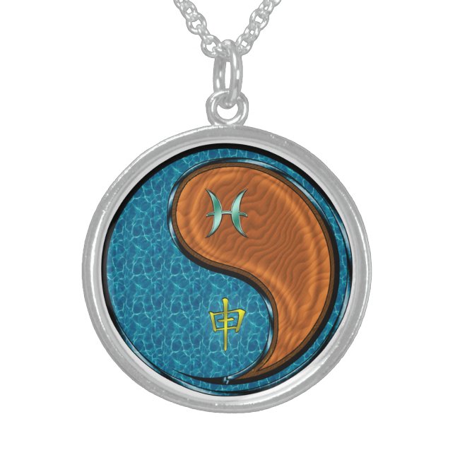 Pisces & Wood Monkey Sterling Silver Necklace (Front)