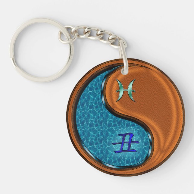 Pisces & Wood Ox Keychain (Front)