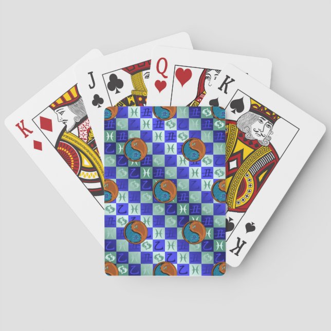 Pisces & Wood Ox Poker Cards (Back)