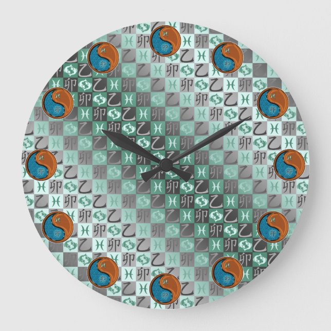 Pisces & Wood Rabbit Large Clock (Front)