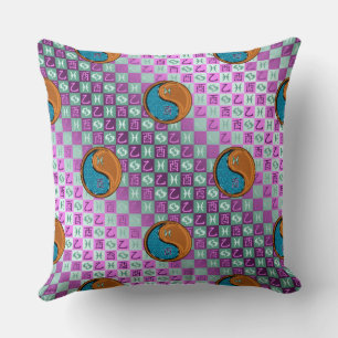 Pisces & Wood Rooster Throw Pillow
