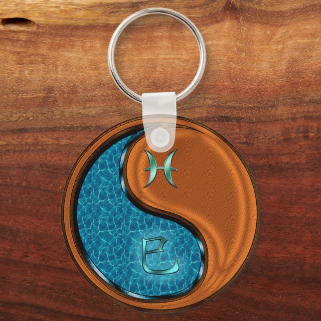 Pisces & Wood Snake Keychain | Zazzle