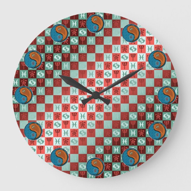 Pisces & Wood Tiger Large Clock (Front)