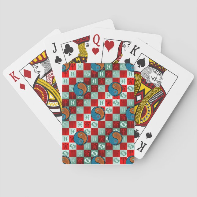 Pisces & Wood Tiger Poker Cards (Back)