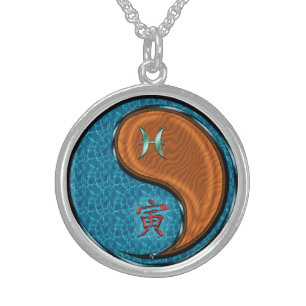 Pisces & Wood Tiger Sterling Silver Necklace