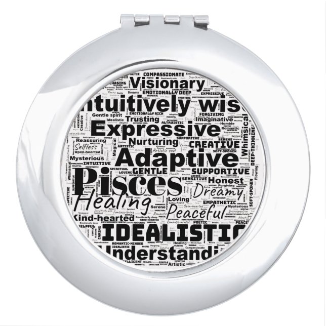 Pisces Word Cloud Zodiac Inspiration  Compact Mirror (Front)