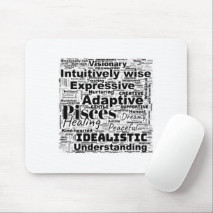 Pisces Word Cloud Zodiac Inspiration Mouse Pad