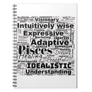 Pisces Word Cloud Zodiac Inspiration  Notebook