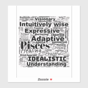 Pisces Word Cloud Zodiac Inspiration  Sticker