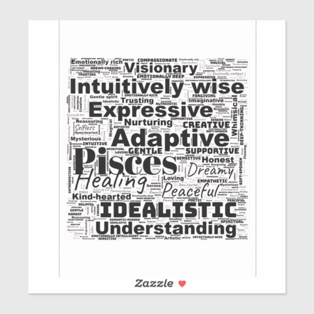 Pisces Word Cloud Zodiac Inspiration  Sticker (Sheet)
