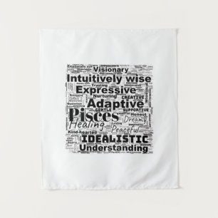 Pisces Word Cloud Zodiac Inspiration Tapestry