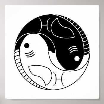 Pisces Yin Yang Fish Astrology Zodiac Symbol Poster by lucidreality at Zazzle