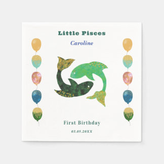 Pisces Zodiac 1st Birthday Balloons & Artistic Napkins