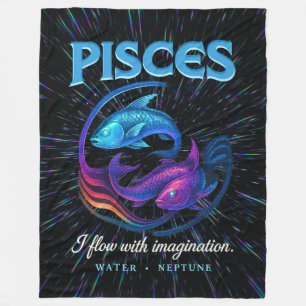 Pisces Zodiac 80's Rock Band Inspired Astrology Fleece Blanket