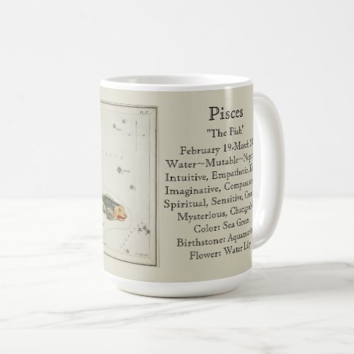 Pisces Zodiac Antique Astronomical Chart Coffee Mug