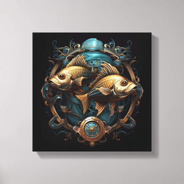 Pisces Zodiac Art Canvas Print (Front)