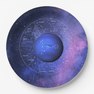 Pisces Zodiac Astrological Sign Planet Neptune Paper Plates
