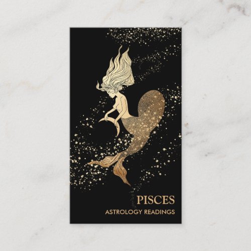  PISCES Zodiac Astrology Reading Gold  Black Business Card