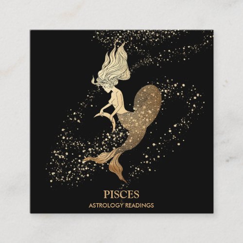  PISCES Zodiac Astrology Readings  Black Gold Square Business Card