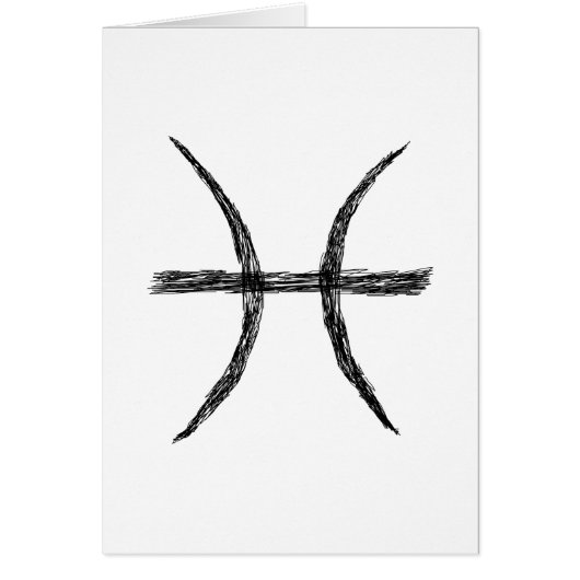 Pisces. Zodiac Astrology Sign. Black. Cards (Front)