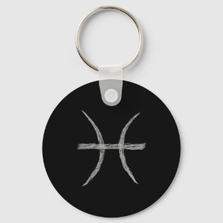 Pisces. Zodiac Astrology Sign. Black. Keychain