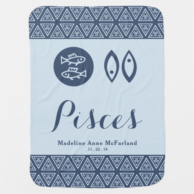 Pisces Zodiac Baby Blanket (Front)