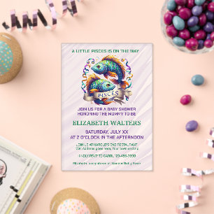 Pisces Zodiac Baby Shower Lavender and Green Acrylic Invitations