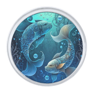 Pisces Zodiac Birth Sign Astrology Silver Finish Lapel Pin