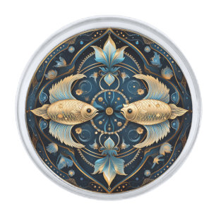 Pisces Zodiac Birth Sign Astrology Silver Finish Lapel Pin