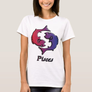 Pisces Zodiac Birth Sign Red Purple astrology art T-Shirt