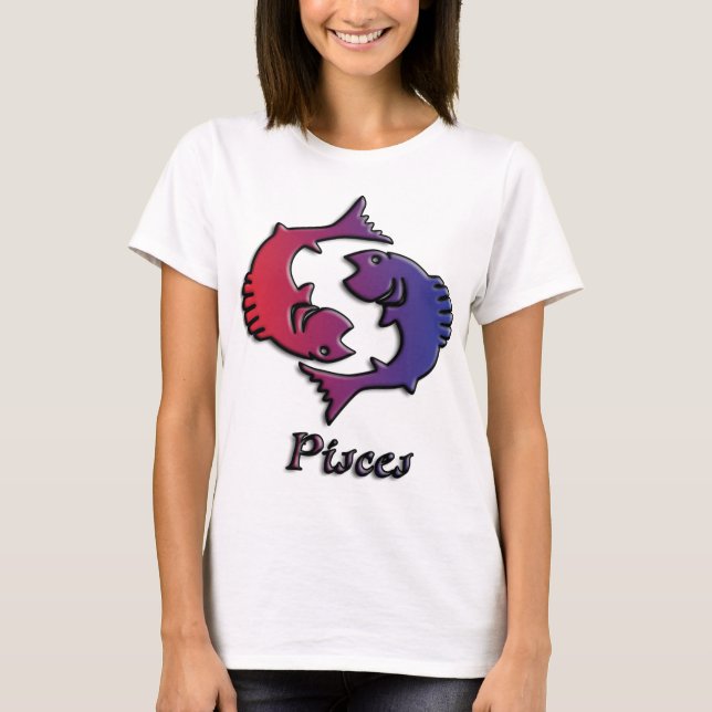 Pisces Zodiac Birth Sign Red Purple astrology art T-Shirt (Front)