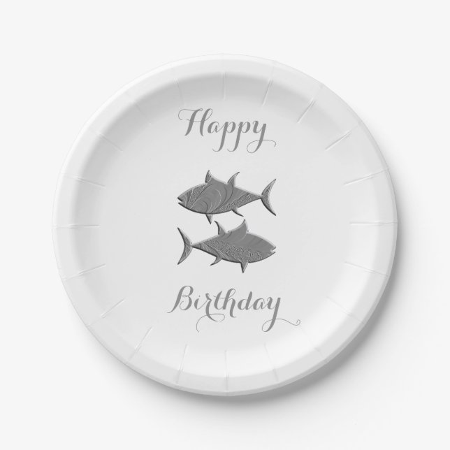 Pisces Zodiac  Birthday Paper Plates (Front)