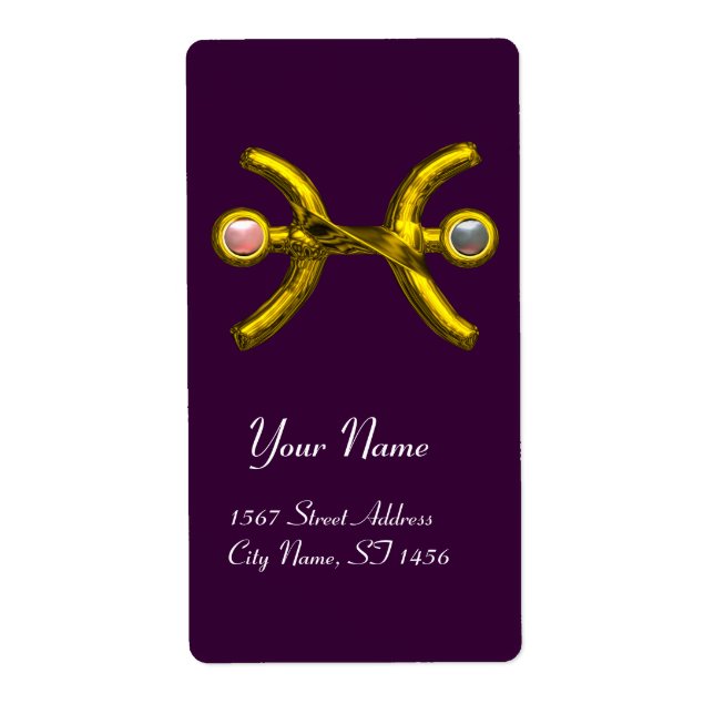 PISCES ZODIAC BIRTHDAY Pink White Pearls Label (Front)