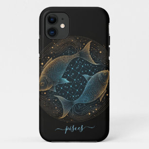 Pisces zodiac black and gold Case-Mate iPhone case