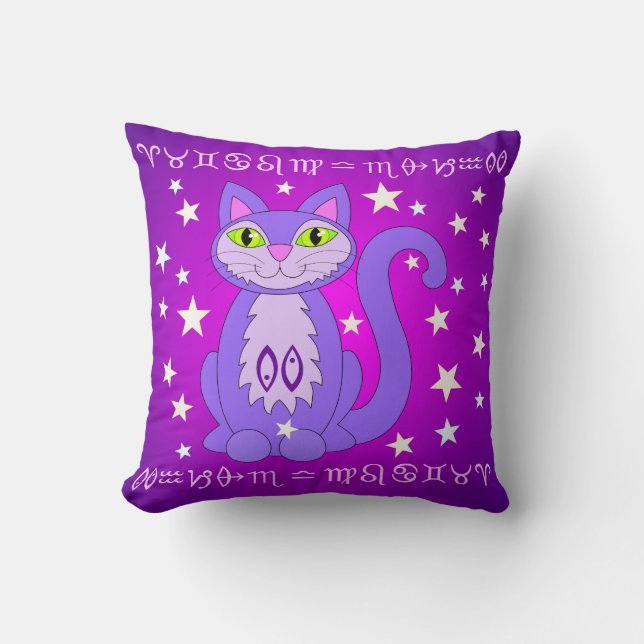 Pisces Zodiac Cat Astrology Sign Stars Pillow (Front)