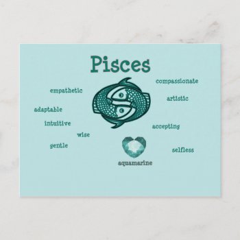 Pisces Zodiac Characteristics Postcard by dickens52 at Zazzle