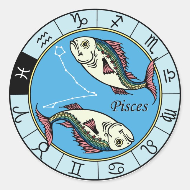 pisces zodiac classic round sticker (Front)