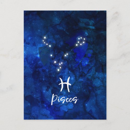 Pisces Zodiac Constellation Blue Galaxy Celestail Postcard