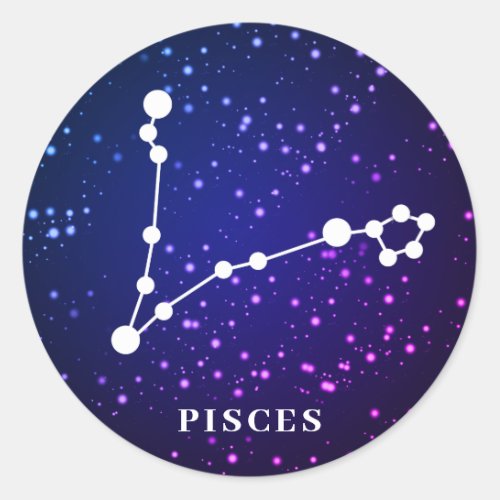 Pisces Zodiac Constellation Design Classic Round Sticker